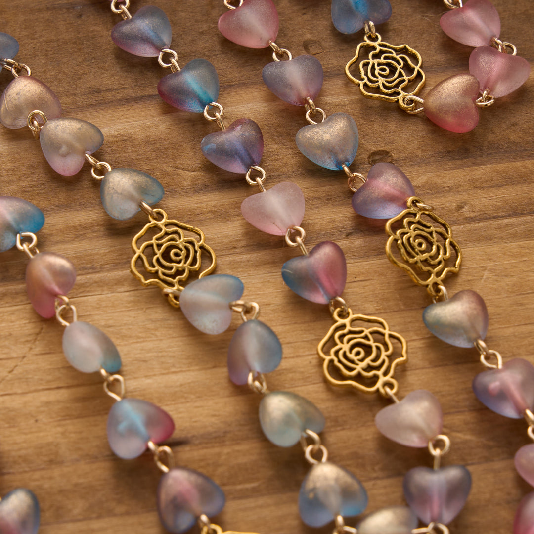 FREE Today: Gradient Frosted Heart Glass Bead Seven Sorrows Rosary with Our Lady Portrait Pendant - image 3