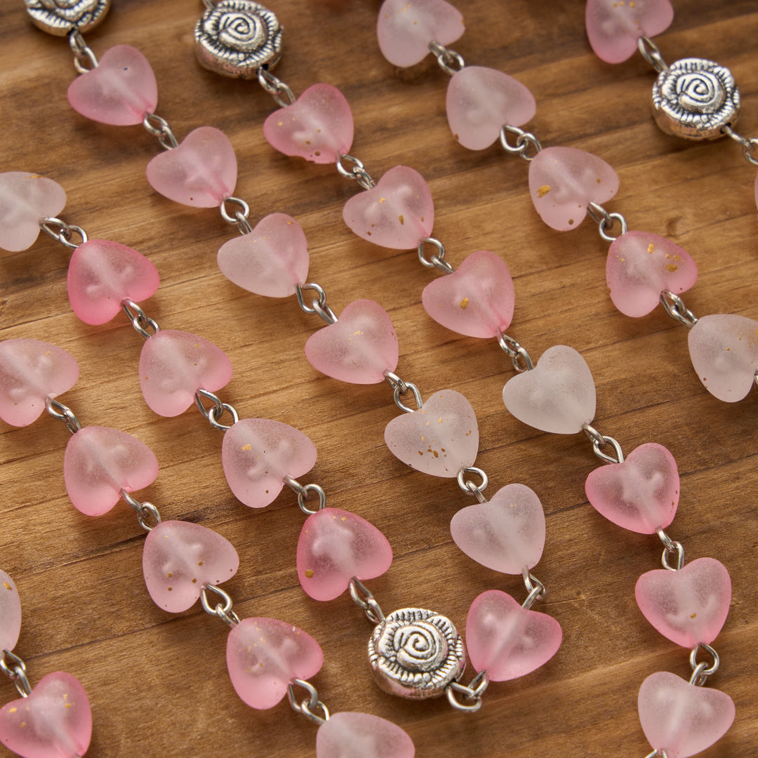 Christianartworkshop Gradient Frosted Heart Glass Bead Seven Sorrows Rosary with Our Lady Portrait Pendant - image 13