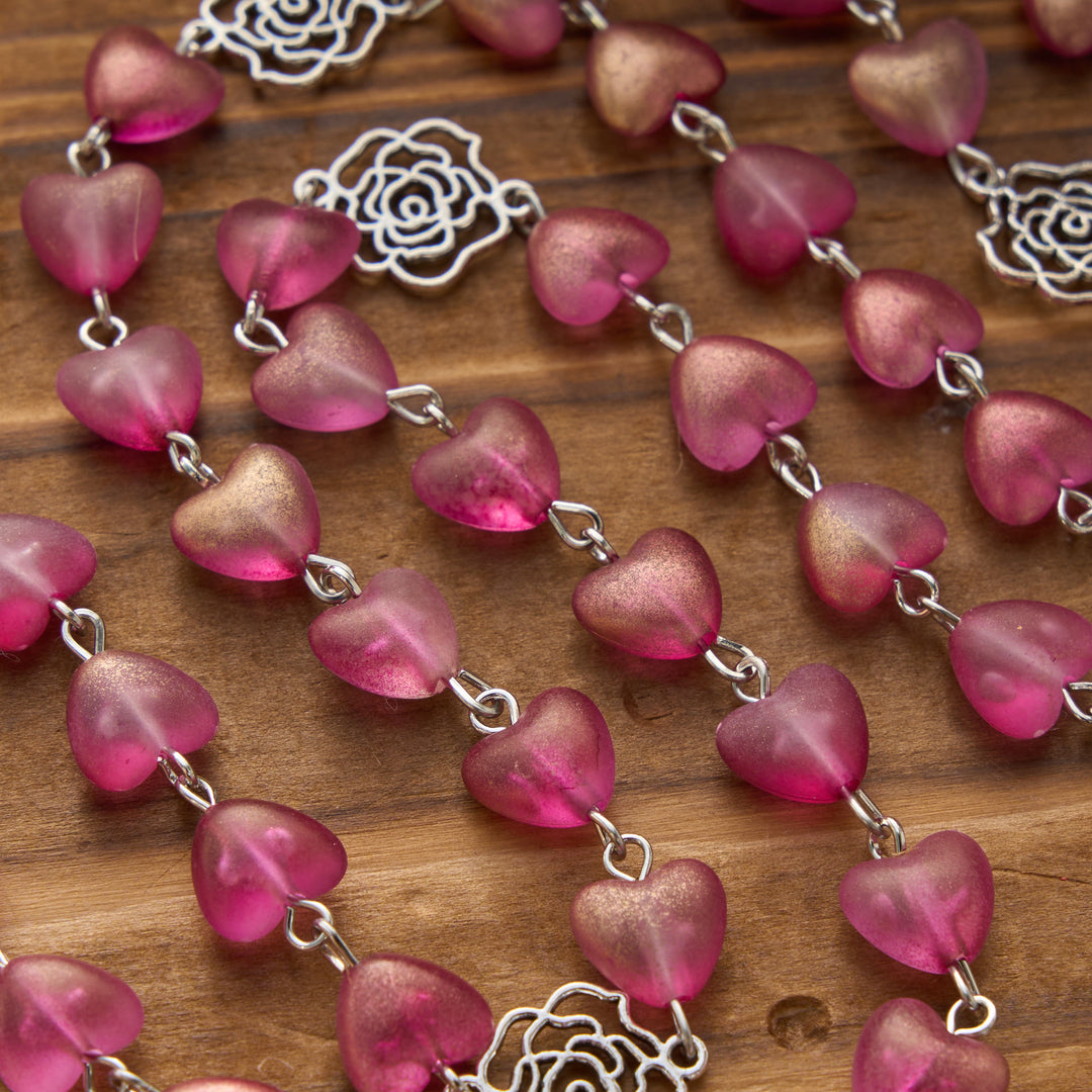 FREE Today: Gradient Frosted Heart Glass Bead Seven Sorrows Rosary with Our Lady Portrait Pendant - image 8