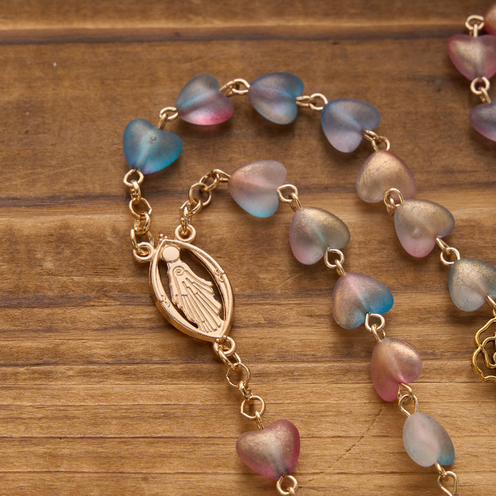 FREE Today: Gradient Frosted Heart Glass Bead Seven Sorrows Rosary with Our Lady Portrait Pendant - image 4