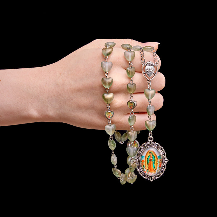 FREE Today: Gradient Frosted Heart Glass Bead Seven Sorrows Rosary with Our Lady Portrait Pendant - image 22