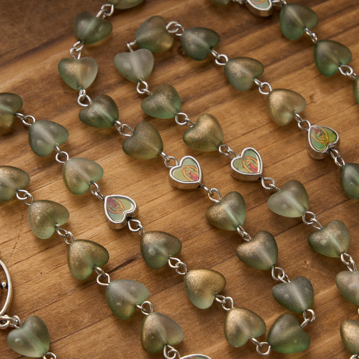 FREE Today: Gradient Frosted Heart Glass Bead Seven Sorrows Rosary with Our Lady Portrait Pendant - image 23