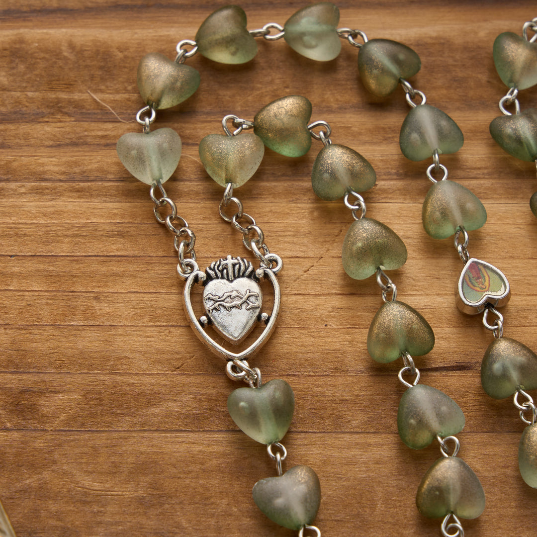 FREE Today: Gradient Frosted Heart Glass Bead Seven Sorrows Rosary with Our Lady Portrait Pendant - image 24