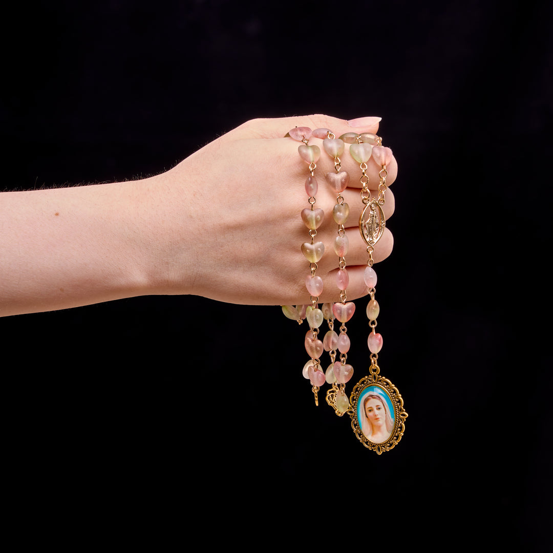 FREE Today: Gradient Frosted Heart Glass Bead Seven Sorrows Rosary with Our Lady Portrait Pendant - image 17