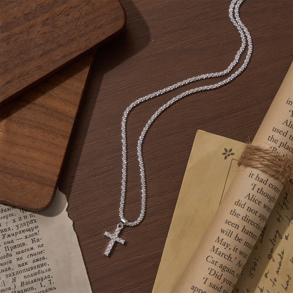 FREE Today: Full Pave Zircon Dainty Cross Tennis Chain Matching Necklace & Bracelet - image 4
