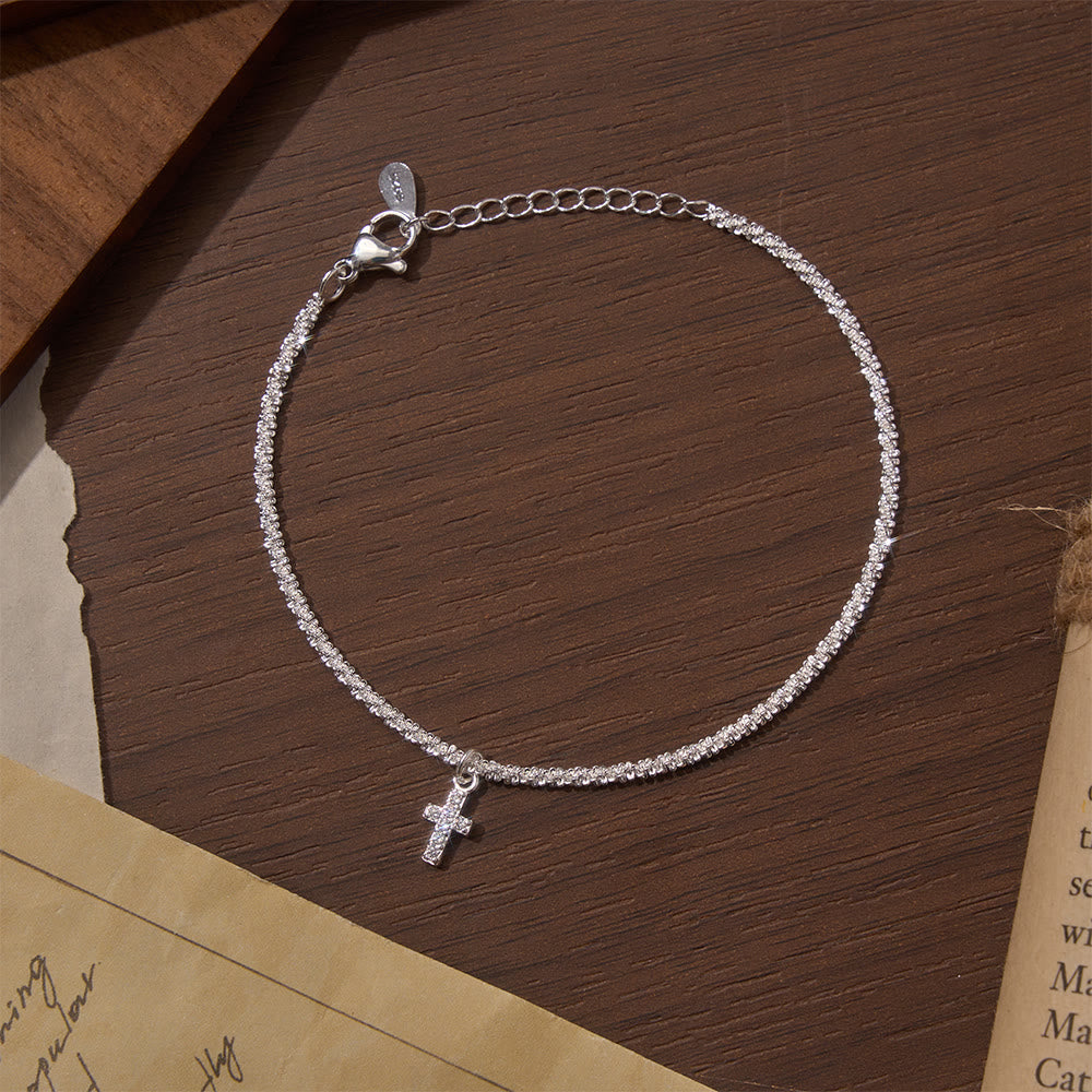 FREE Today: Full Pave Zircon Dainty Cross Tennis Chain Matching Necklace & Bracelet - Bracelet - image 0