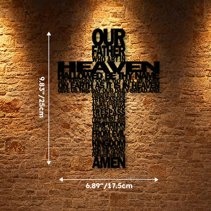 Christianartworkshop Textured Lord's Prayer Cross Metal Wall Decor with Biblical Phrases - Black - 6.89"*9.83"*0.039"/17.5*25*0.1cm - image 5