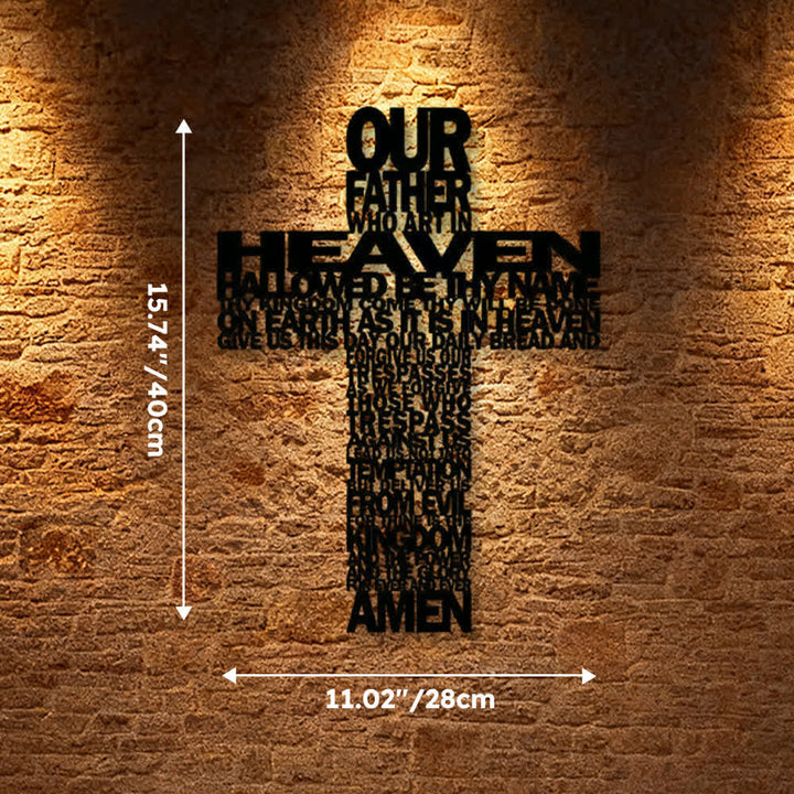 Christianartworkshop Textured Lord's Prayer Cross Metal Wall Decor with Biblical Phrases - Black - 11.02"*15.74"*0.039"/28*40*0.1cm - image 8