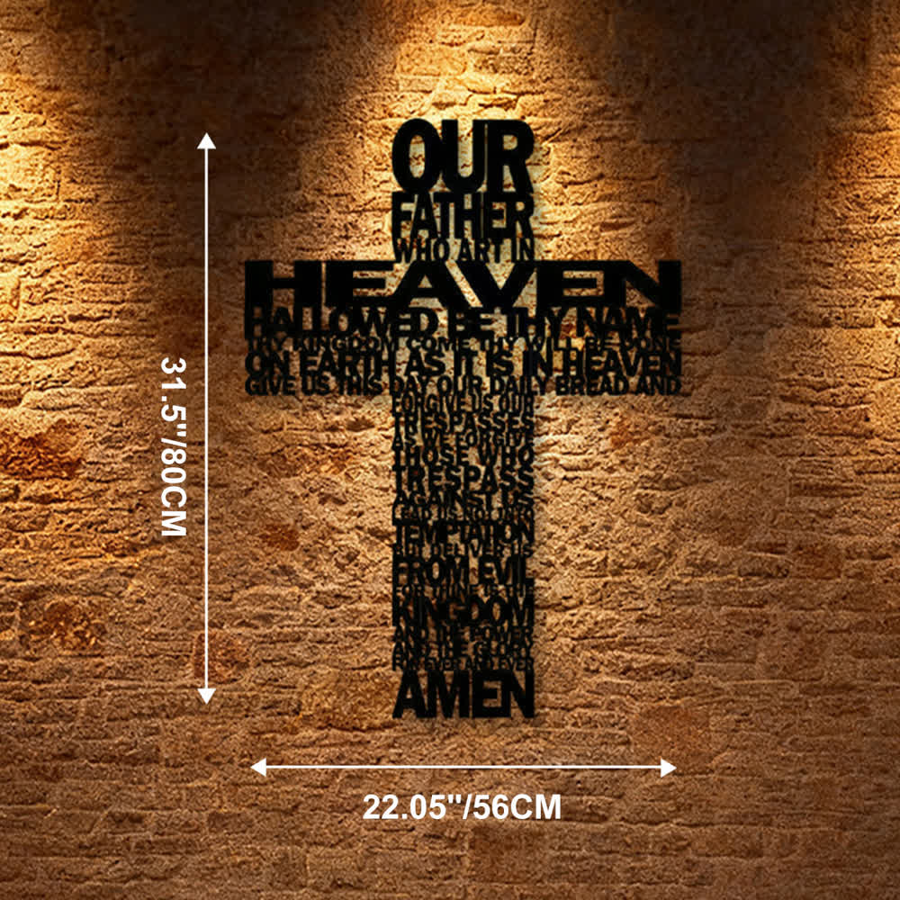 Christianartworkshop Textured Lord's Prayer Cross Metal Wall Decor with Biblical Phrases - Black - 22.05"*31.5"*0.047"/56*80*0.12cm - image 11