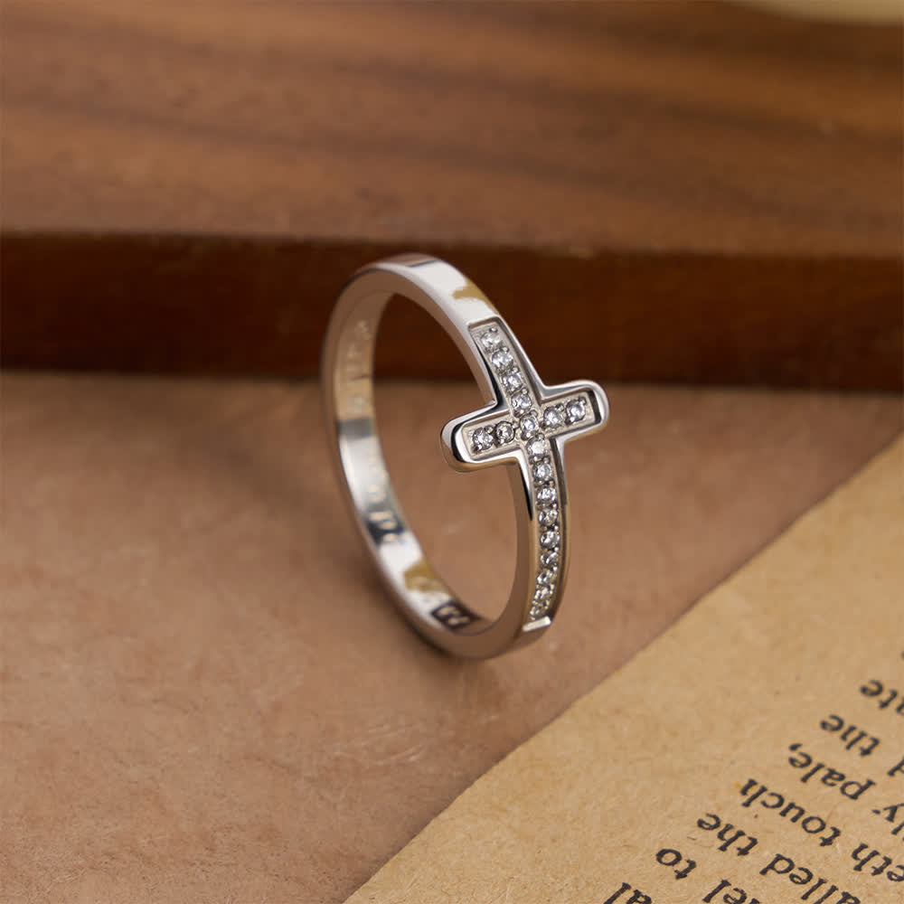 FREE Today: Faith Hope Love Engraved Cross Ring with Golden & Silver Two Colors - image 7