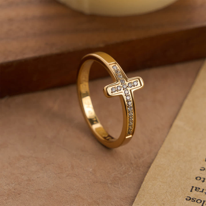 FREE Today: Faith Hope Love Engraved Cross Ring with Golden & Silver Two Colors - image 5