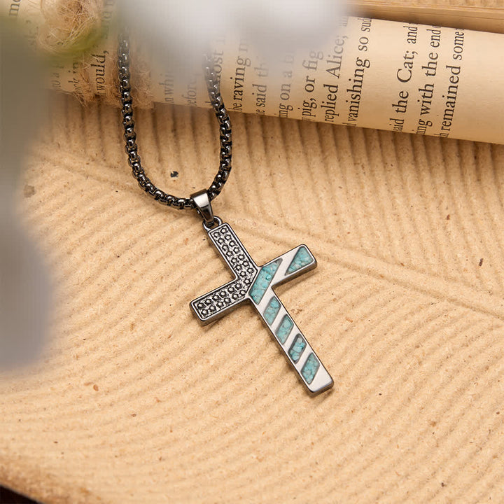 FREE Today: Stars & Stripes Patriotic Faith Cross Necklace with Crushed Turquoise Inlay - image 4