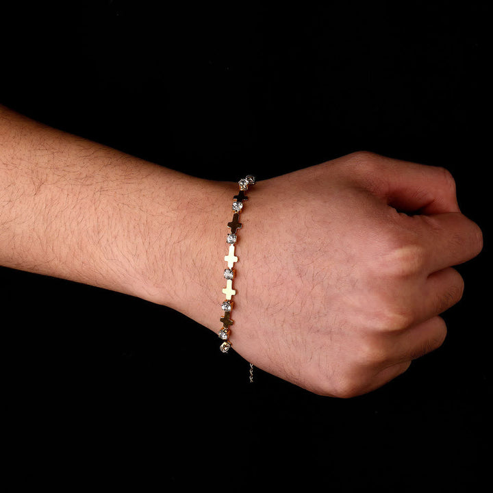 FREE Today: Elegant Everyday Gold Cross Chain Bracelet with Sparkling Rhinestone - image 1