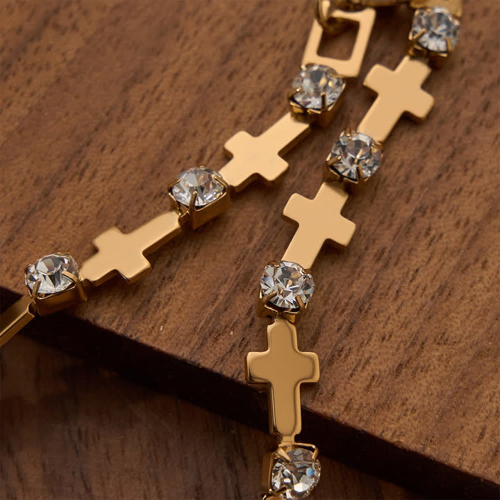 Christianartworkshop Elegant Everyday Gold Cross Chain Bracelet with Sparkling Rhinestone - image 5