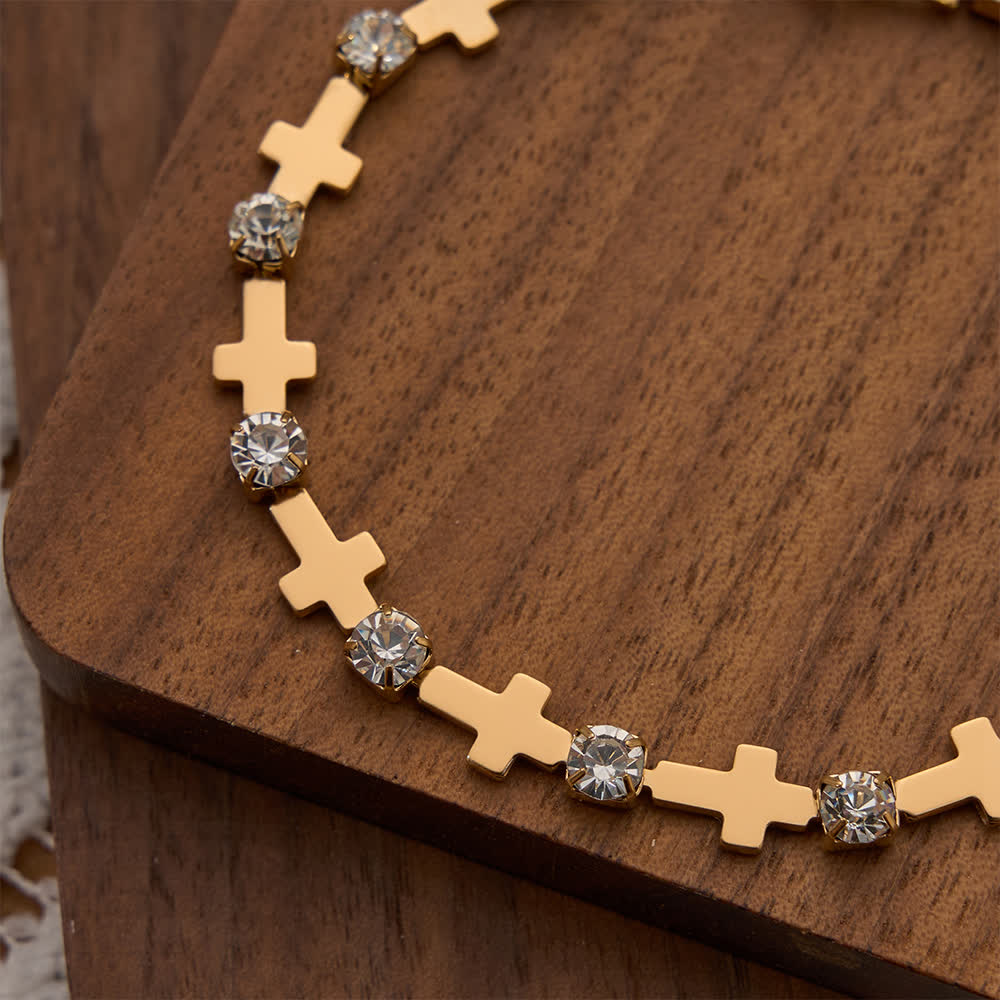 FREE Today: Elegant Everyday Gold Cross Chain Bracelet with Sparkling Rhinestone - image 4