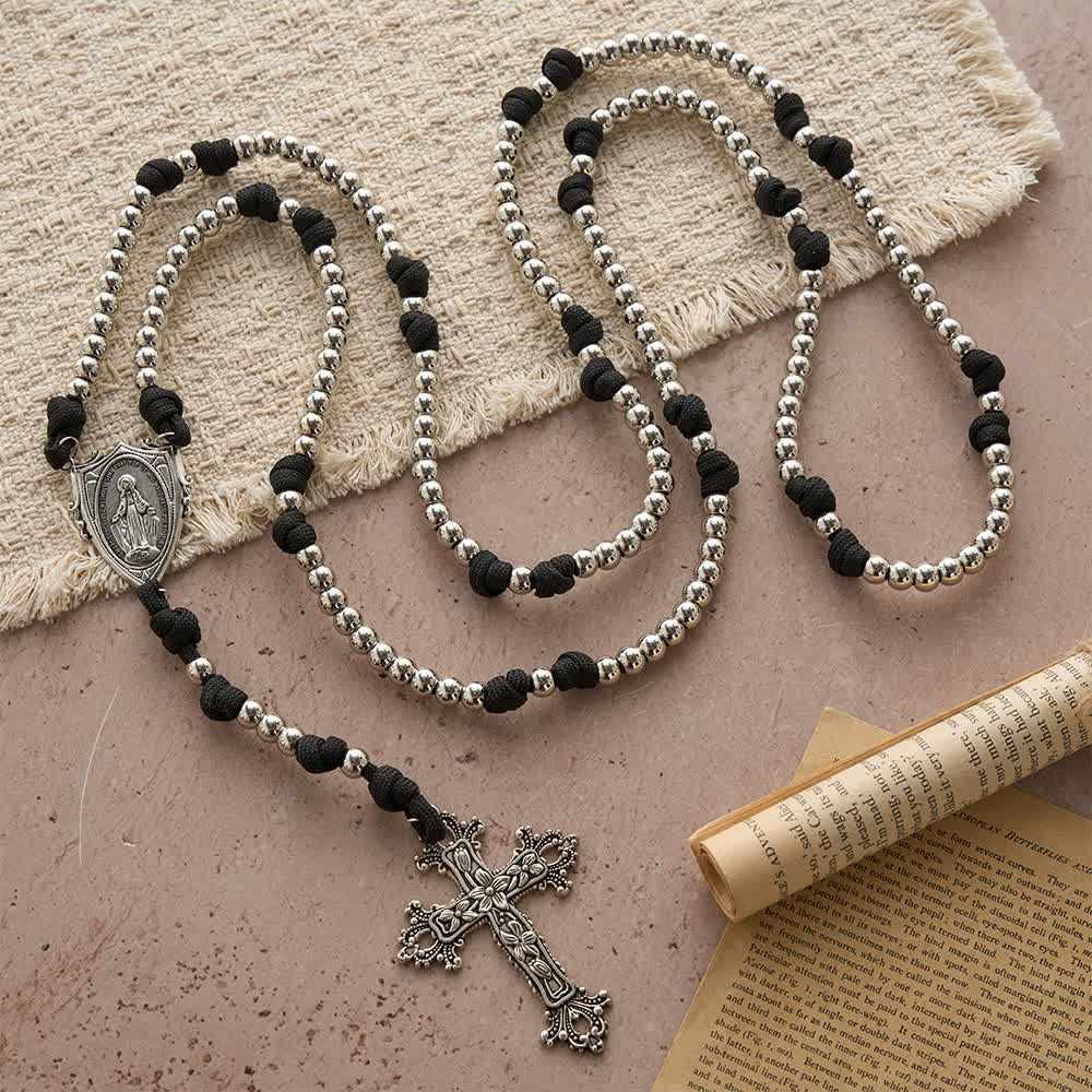 Christianartworkshop Rugged Silver-Toned Paracord 15-Decade Rosary: Carry Our Lady's Grace Wherever You Go - image 4