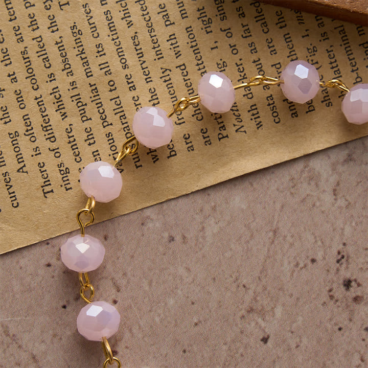 Christianartworkshop Soft Pink Crystal Devotional Bracelet with Our Lady Medal & Cross - image 5