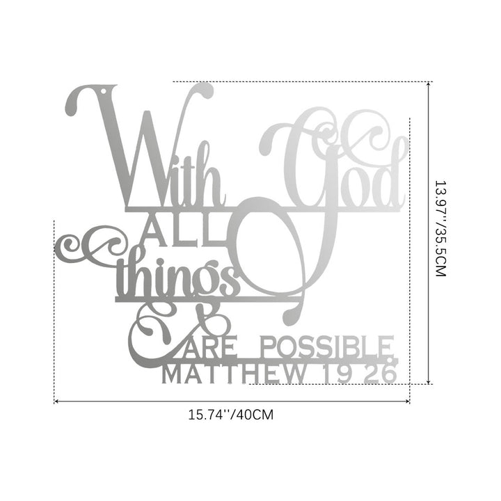 Christianartworkshop Matthew 19:26 With God Metal Wall Decor: Bold Faith for Your Walls - 13.97''*15.74''*0.04''/35.5*40*0.1cm - Silver - image 14