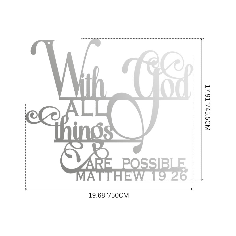 Christianartworkshop Matthew 19:26 With God Metal Wall Decor: Bold Faith for Your Walls - 17.91''*19.68''*0.06''/45.5*50*0.15cm - Silver - image 15