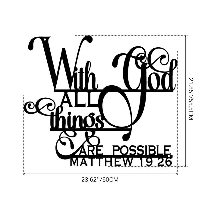 Christianartworkshop Matthew 19:26 With God Metal Wall Decor: Bold Faith for Your Walls - 21.85''*23.62''*0.06''/55.5*60*0.15cm - Black - image 8