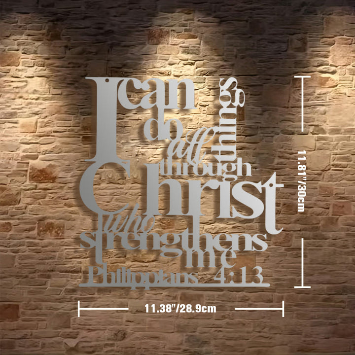 Christianartworkshop Philippians 4:13 I Can Do All Things Metal Wall Decor: Christ’s Strength for Your Walls - 11.38''*11.81'*0.04"/28.9*30*0.1cm - Silver - image 14