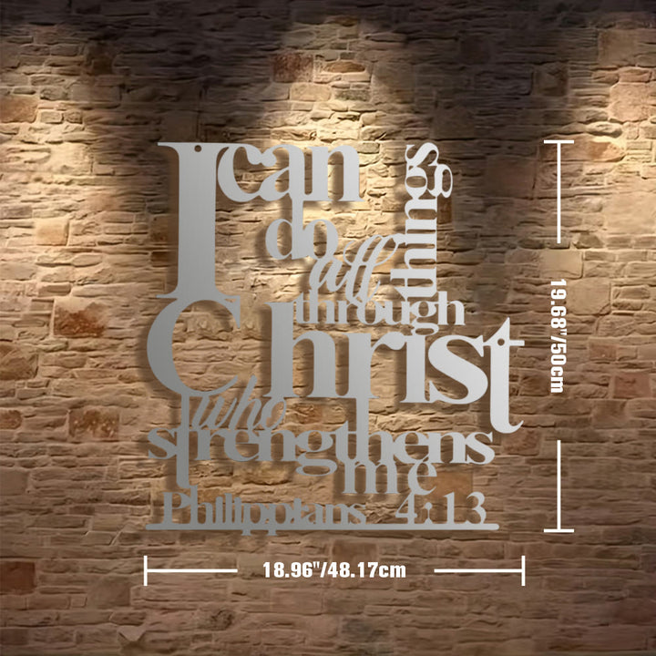 Christianartworkshop Philippians 4:13 I Can Do All Things Metal Wall Decor: Christ’s Strength for Your Walls - 18.96"*19.68"*0.06 "/48.17*50*0.15cm - Silver - image 16