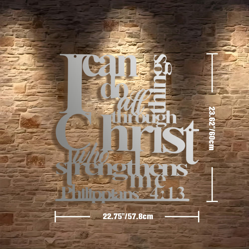 Christianartworkshop Philippians 4:13 I Can Do All Things Metal Wall Decor: Christ’s Strength for Your Walls - 22.75"*23.62*0.05"/ 57.8*60*0.12cm - Silver - image 17