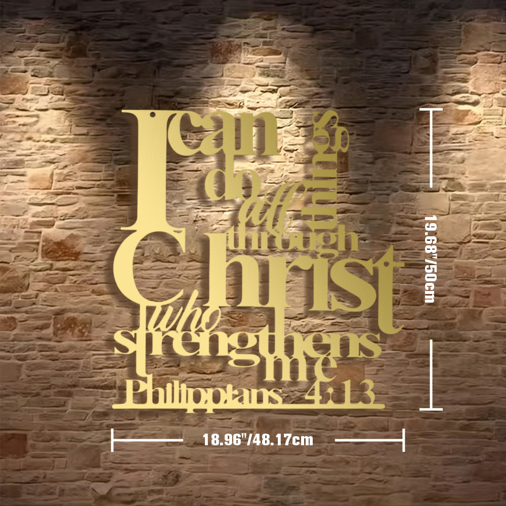 Christianartworkshop Philippians 4:13 I Can Do All Things Metal Wall Decor: Christ’s Strength for Your Walls - 18.96"*19.68"*0.06 "/48.17*50*0.15cm - Golden - image 24
