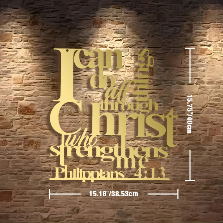 Christianartworkshop Philippians 4:13 I Can Do All Things Metal Wall Decor: Christ’s Strength for Your Walls - 15.16"*15.75"*0.04" / 38.53*40*0.1cm - Golden - image 23