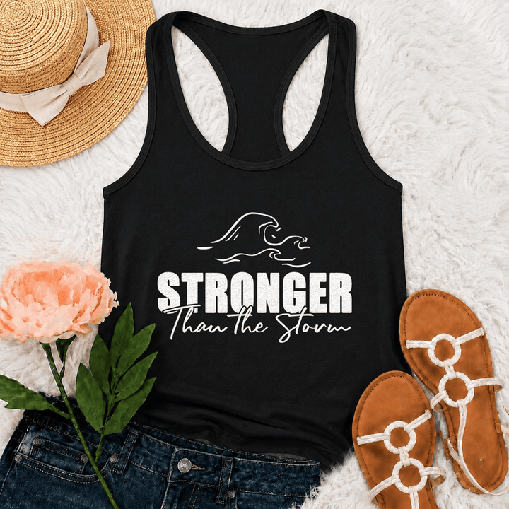 Christianartworkshop Stronger Than The Storm Wave Casual Racerback Tank Top - Black - 2XL - image 3
