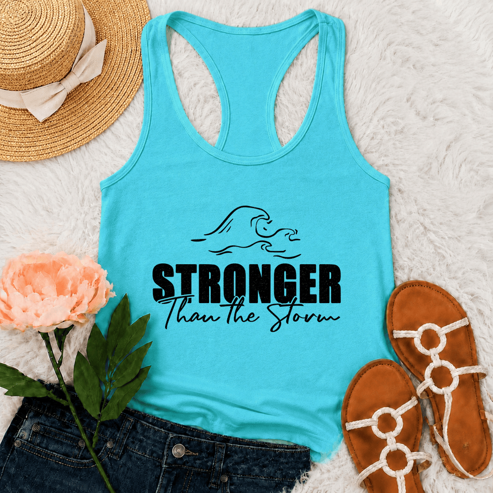 Christianartworkshop Stronger Than The Storm Wave Casual Racerback Tank Top - Mint - 2XL - image 0