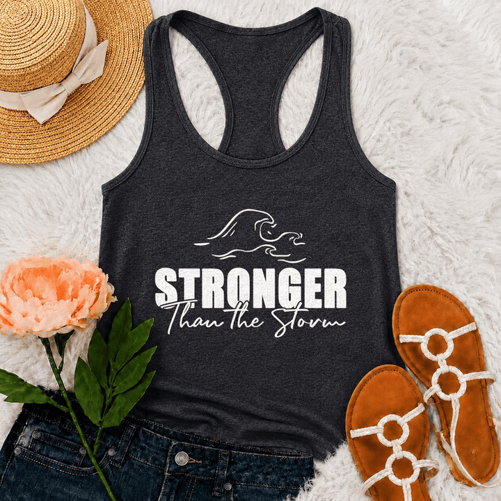 Christianartworkshop Stronger Than The Storm Wave Casual Racerback Tank Top - Grey - 2XL - image 9