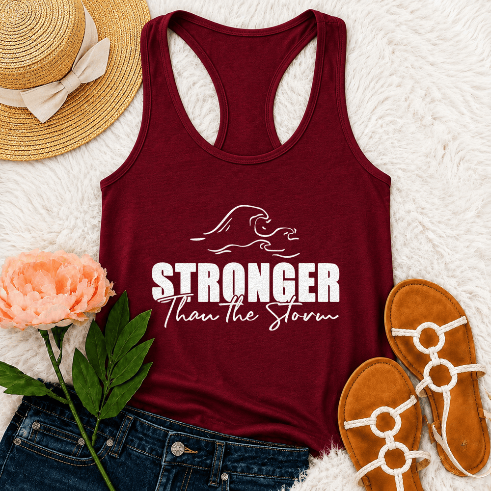Christianartworkshop Stronger Than The Storm Wave Casual Racerback Tank Top - Wine - 2XL - image 24