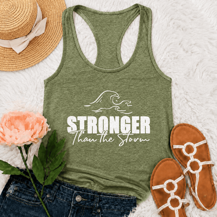 Christianartworkshop Stronger Than The Storm Wave Casual Racerback Tank Top - Olive Green - 2XL - image 15