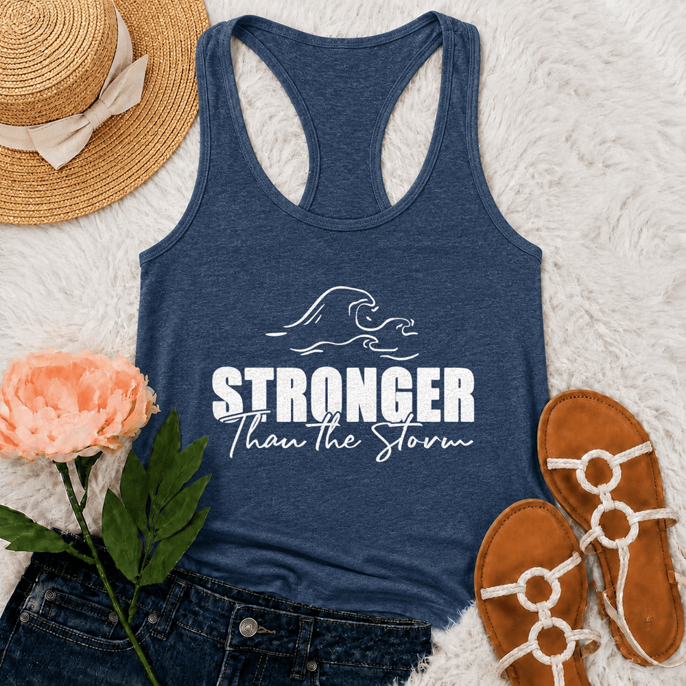 Christianartworkshop Stronger Than The Storm Wave Casual Racerback Tank Top - Navy Blue - 2XL - image 12