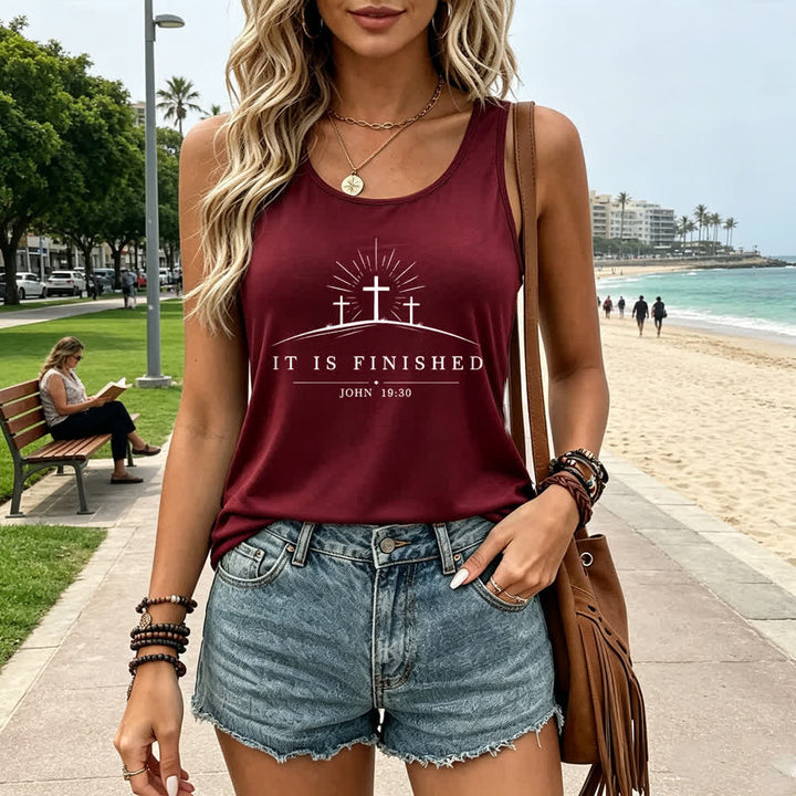 Christianartworkshop Classic Faith It Is Finished Cross Racerback Tank Top - image 25