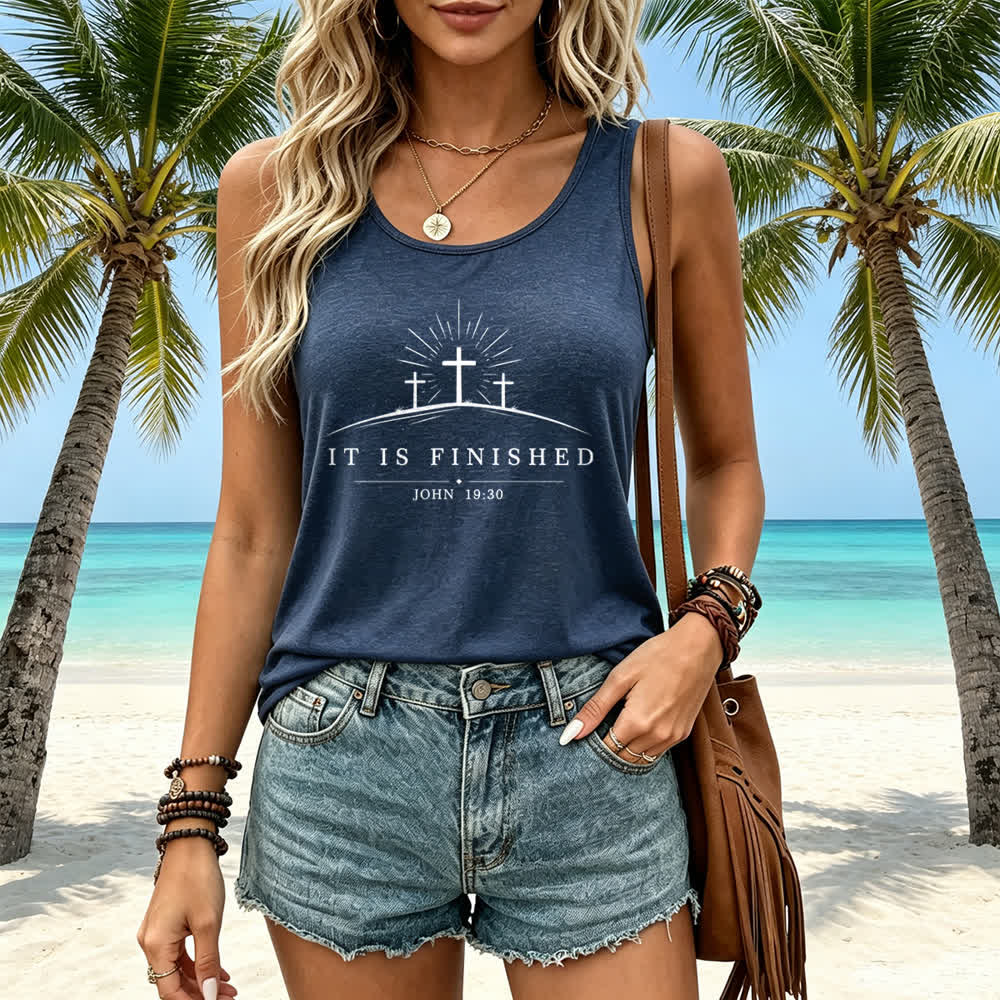 Christianartworkshop Classic Faith It Is Finished Cross Racerback Tank Top - image 13