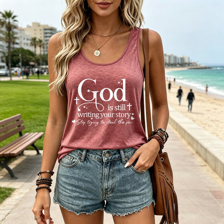 Christianartworkshop God Is Still Writing Your Story Christian Workout Racerback Tank Top - image 22