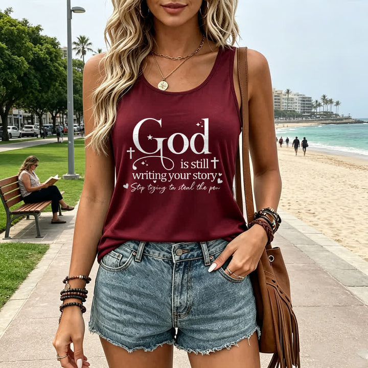 Christianartworkshop God Is Still Writing Your Story Christian Workout Racerback Tank Top - image 25