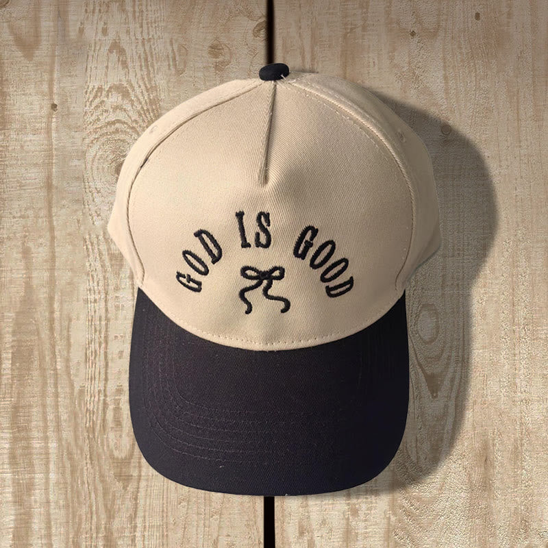 Christianartworkshop "God Is Good" Bow Embroidery Leopard Brim Adjustable Baseball Cap - Black - image 1