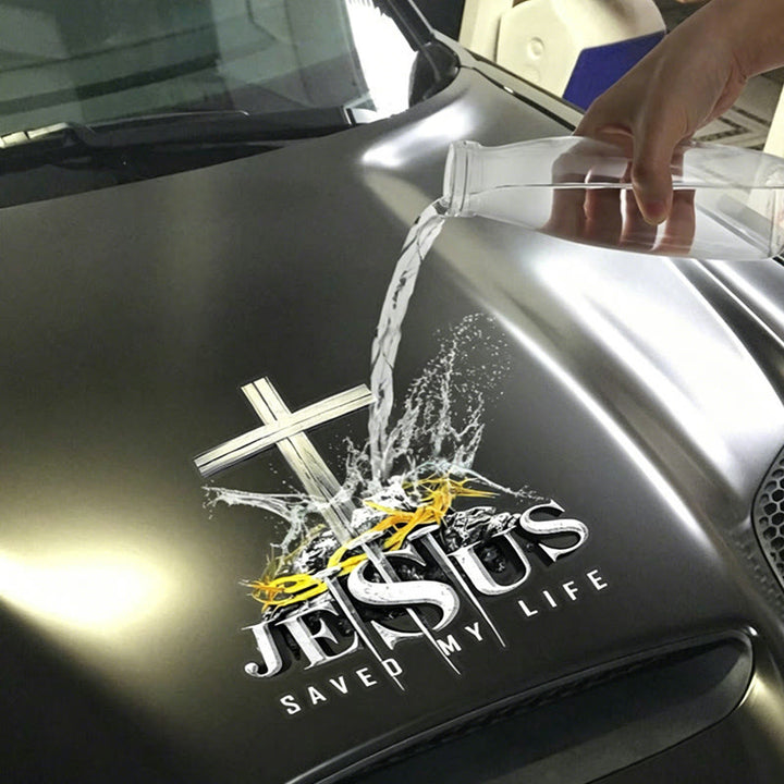 FREE Today: Cross Crown of Thorns Nails JESUS SAVED MY LIFE Waterproof Car Sticker: A Symbol of Redemptive Sacrifice - image 4