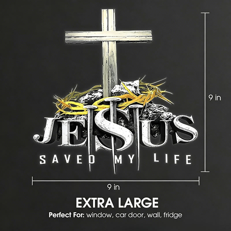 FREE Today: Cross Crown of Thorns Nails JESUS SAVED MY LIFE Waterproof Car Sticker: A Symbol of Redemptive Sacrifice - image 5