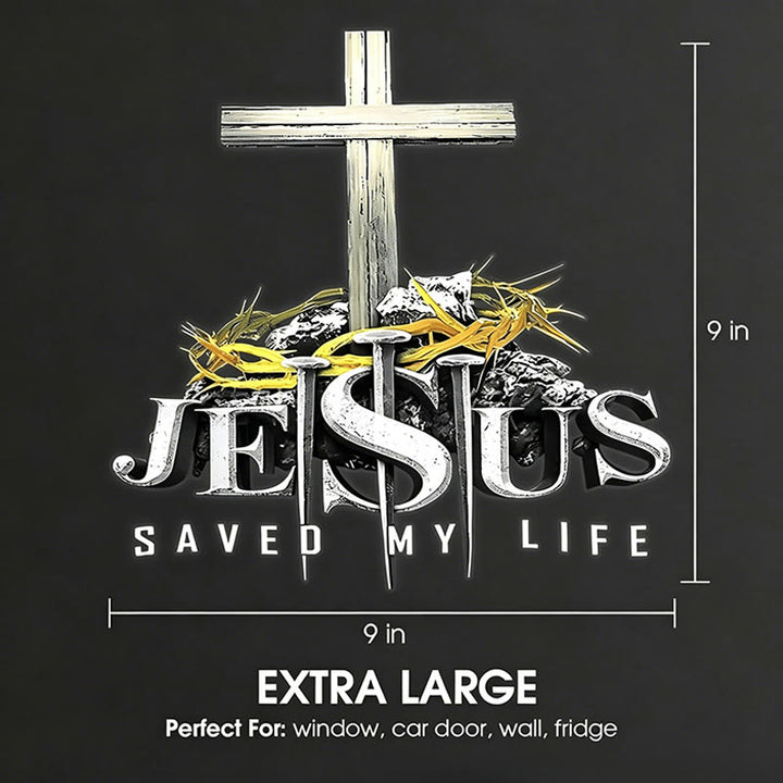 FREE Today: Cross Crown of Thorns Nails JESUS SAVED MY LIFE Waterproof Car Sticker: A Symbol of Redemptive Sacrifice - image 5