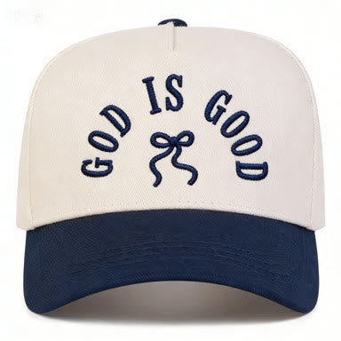 Christianartworkshop Curved Brim God Is Good Letter Bow Embroidered Unisex Baseball Cap - image 9