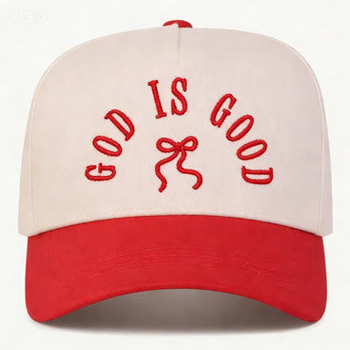 Christianartworkshop Curved Brim God Is Good Letter Bow Embroidered Unisex Baseball Cap - image 1
