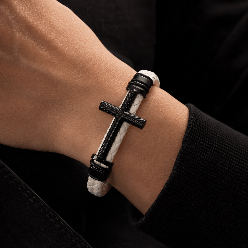 FREE Today: 4-Color Braided Leather Cross Bracelet with Embossed Details: A Symbol of Rugged Faith - image 7