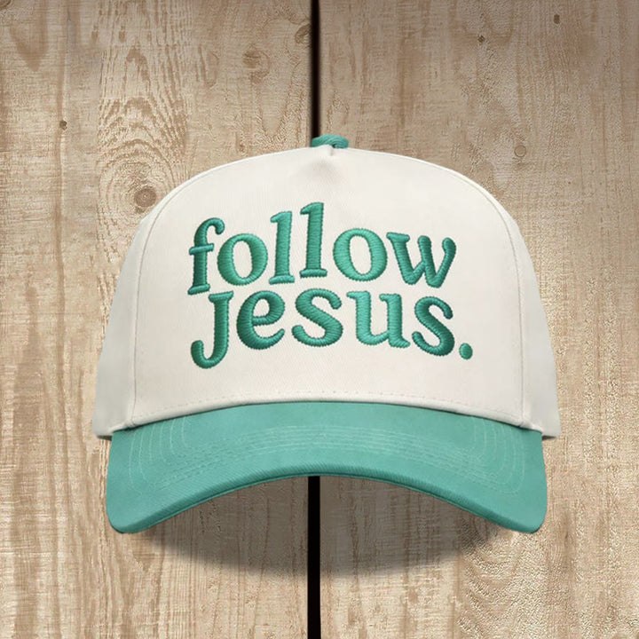 Christianartworkshop Two-tone Curved Brim Follow Jesus Faith Embroidery Unisex Baseball Cap - image 14