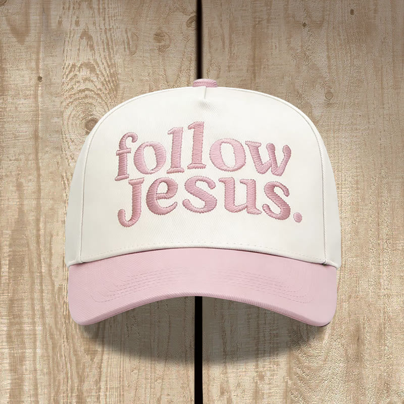Christianartworkshop Two-tone Curved Brim Follow Jesus Faith Embroidery Unisex Baseball Cap - image 5