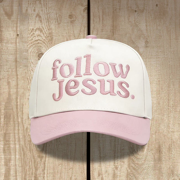 Christianartworkshop Two-tone Curved Brim Follow Jesus Faith Embroidery Unisex Baseball Cap - image 5