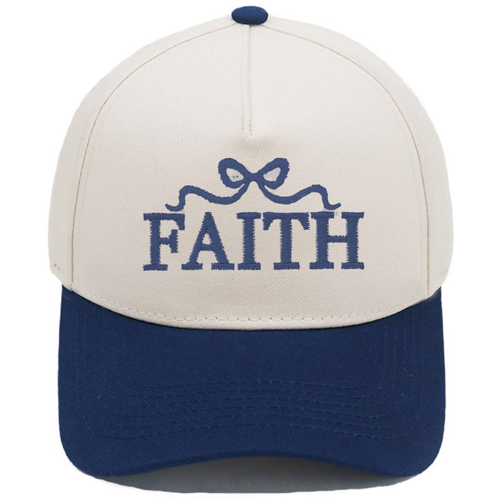Christianartworkshop FAITH Bow Embroidery Camo Brim Adjustable Baseball Cap - Navy Blue - image 13